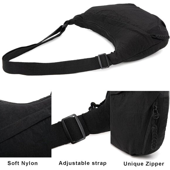 Crescent Crossbody Bags for Women Nylon Slouchy Sling Hobo Bag,Spacious Dumpling - Picture 4 of 8
